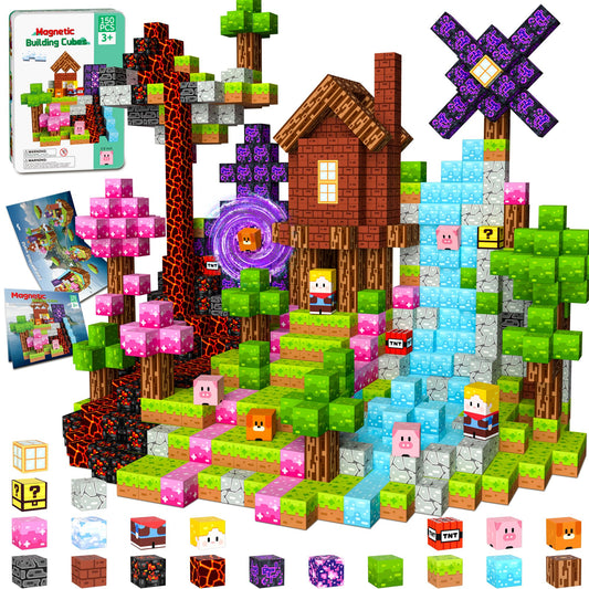 OUGUI 150-piece magnetic blocks set with vibrant colors for engaging STEM play.