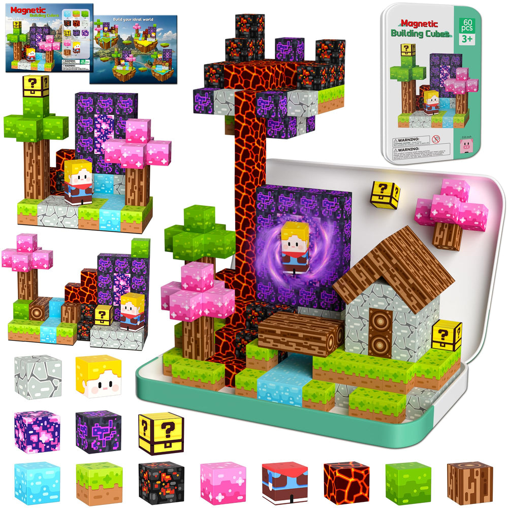 OUGUI 60-piece magnetic blocks in travel case for on-the-go play