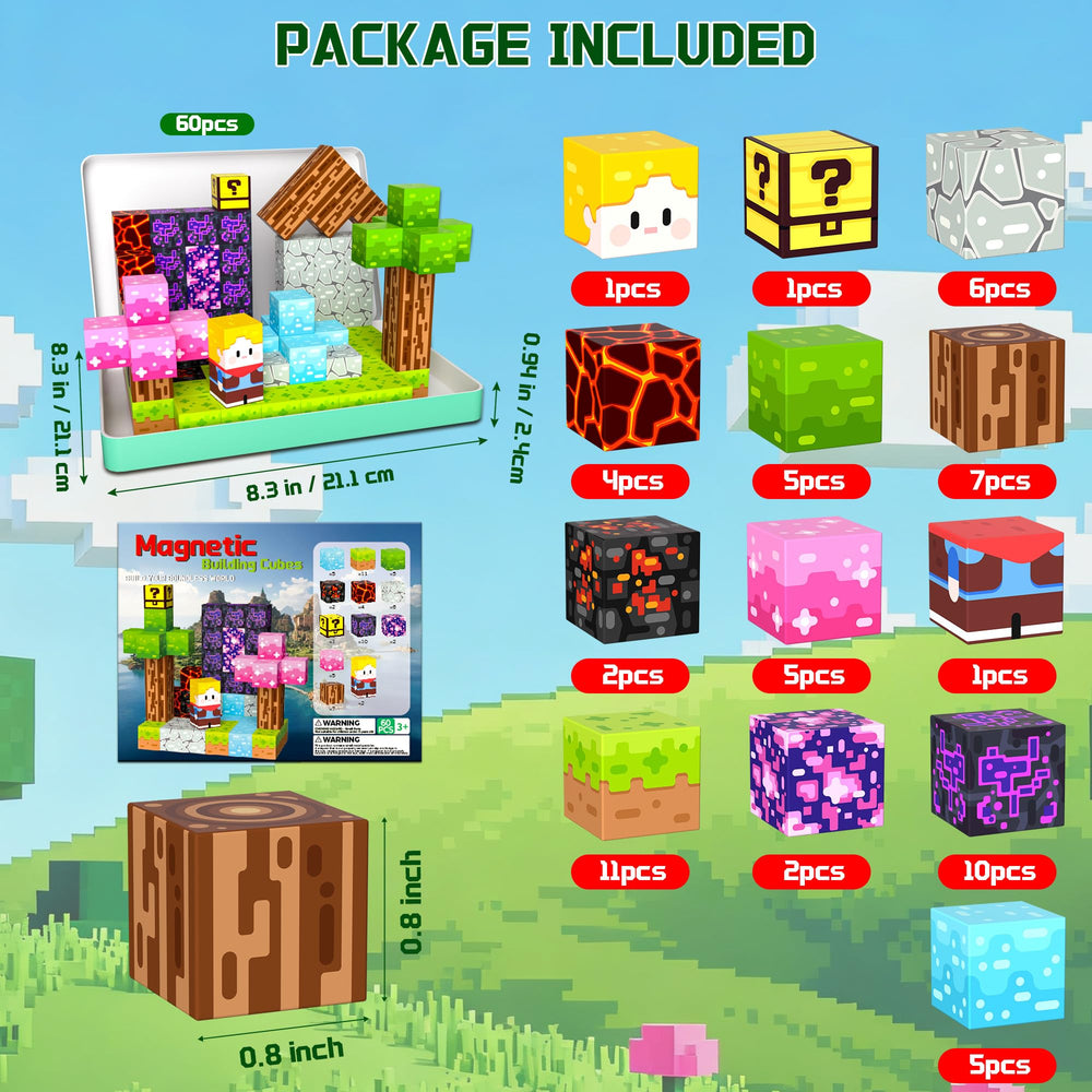 OUGUI magnetic building cubes with iron box for safe storage