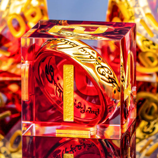 OUKELANWO Magic Lord Rings dice set in a display box for tabletop adventures.