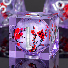 OUKELANWO plum blossom DND dice in tin box highlighting elegant gift packaging.