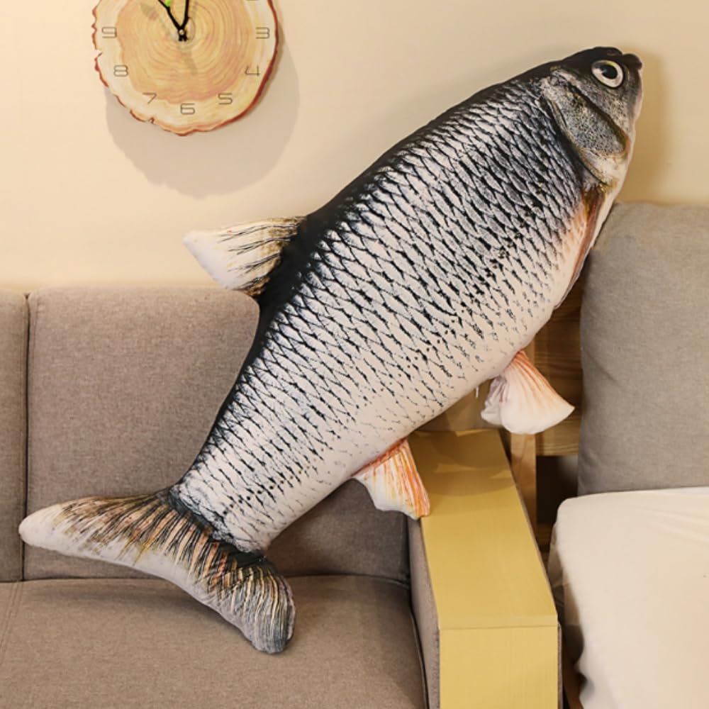 OUKEYI 80cm fish-shaped decor pillow texture close-up shows cozy fabric
