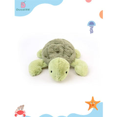 Weighted turtle design provides a comforting feel on beds, chairs, and read-aloud corners.