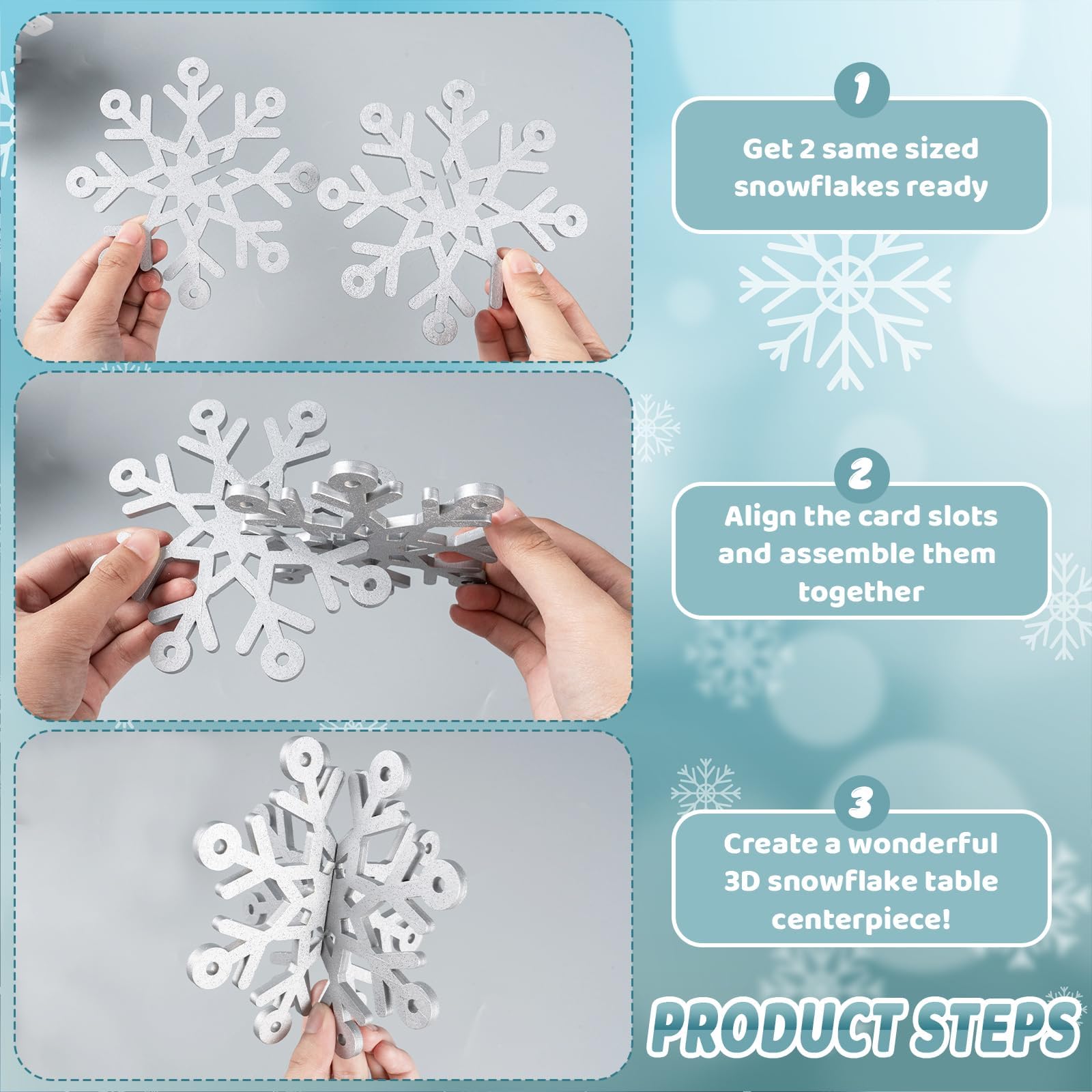 OuMuaMua silver-white wooden snowflake decor with 3D design complements winter schemes