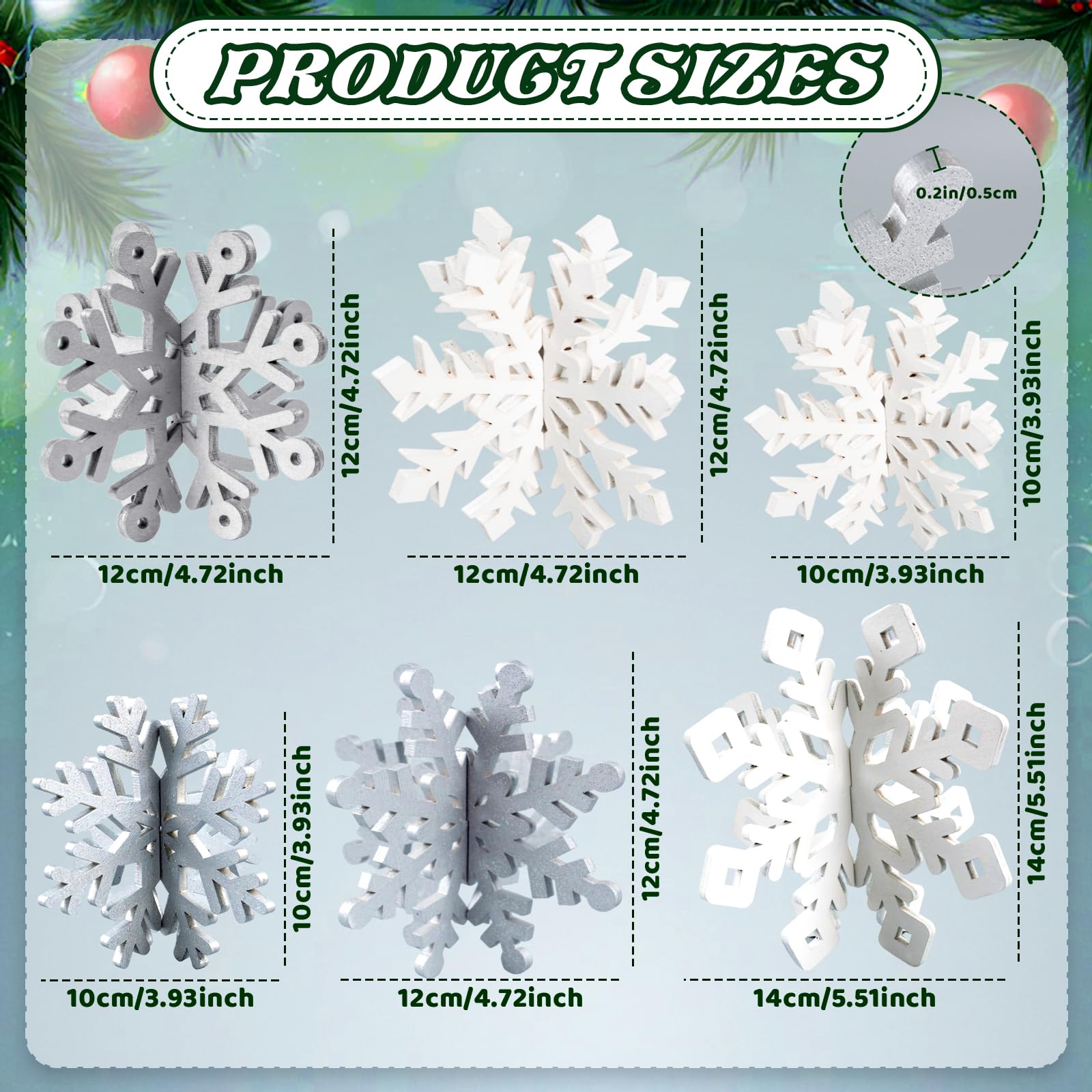 OuMuaMua wooden snowflake 3D centerpiece in 5.5-inch size makes a striking focal point