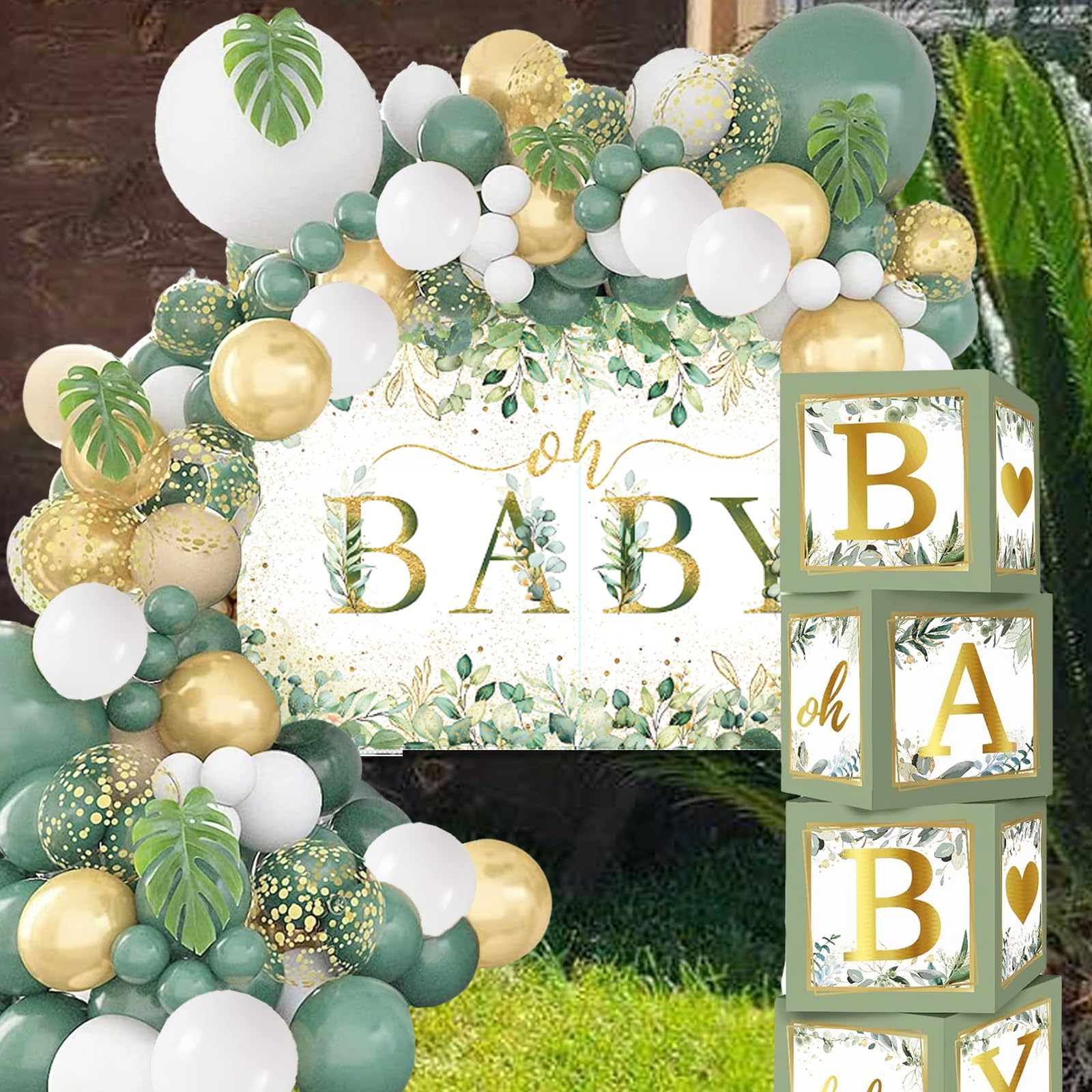 OUNIY sage green cake topper for dessert table styling
