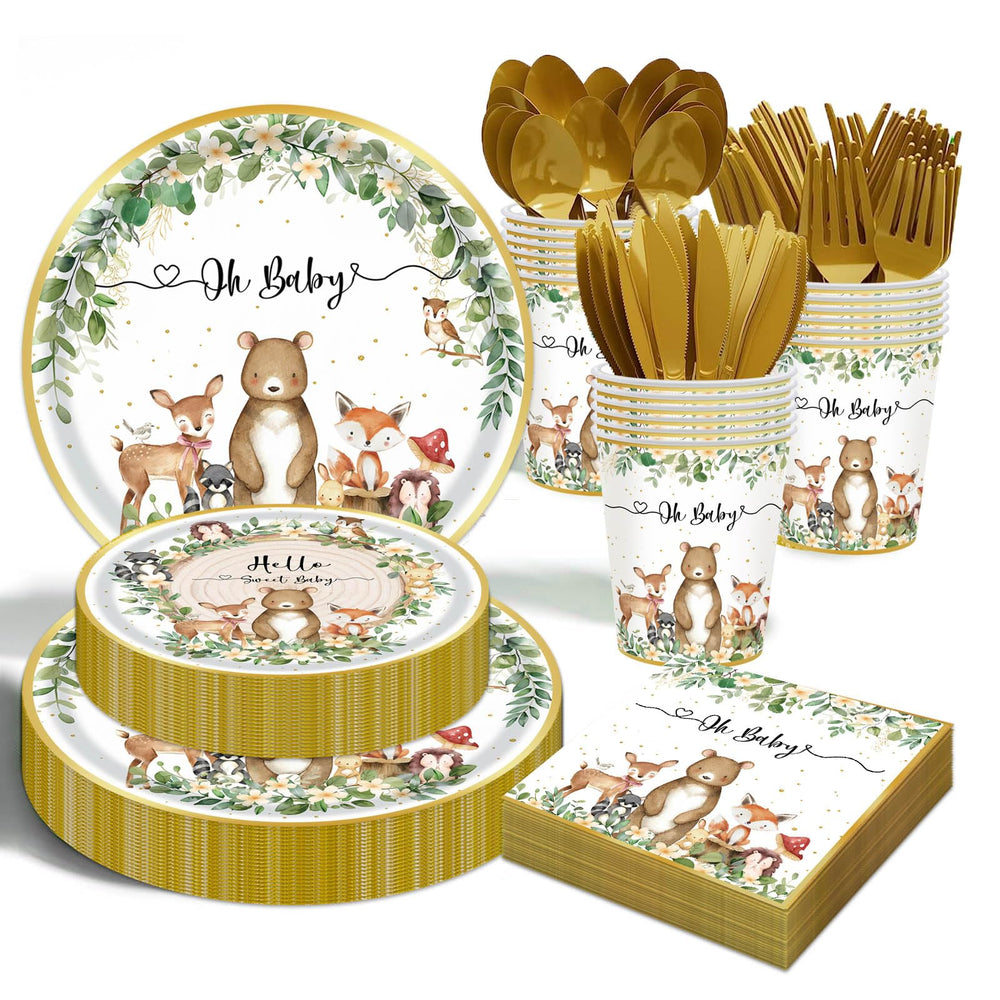 OUNIY Woodland 9-inch plates add sturdy color for party plates and easy cleanup