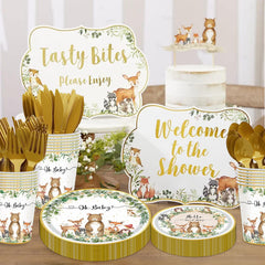 OUNIY Woodland spoons tailored for desserts and fruit at a baby shower