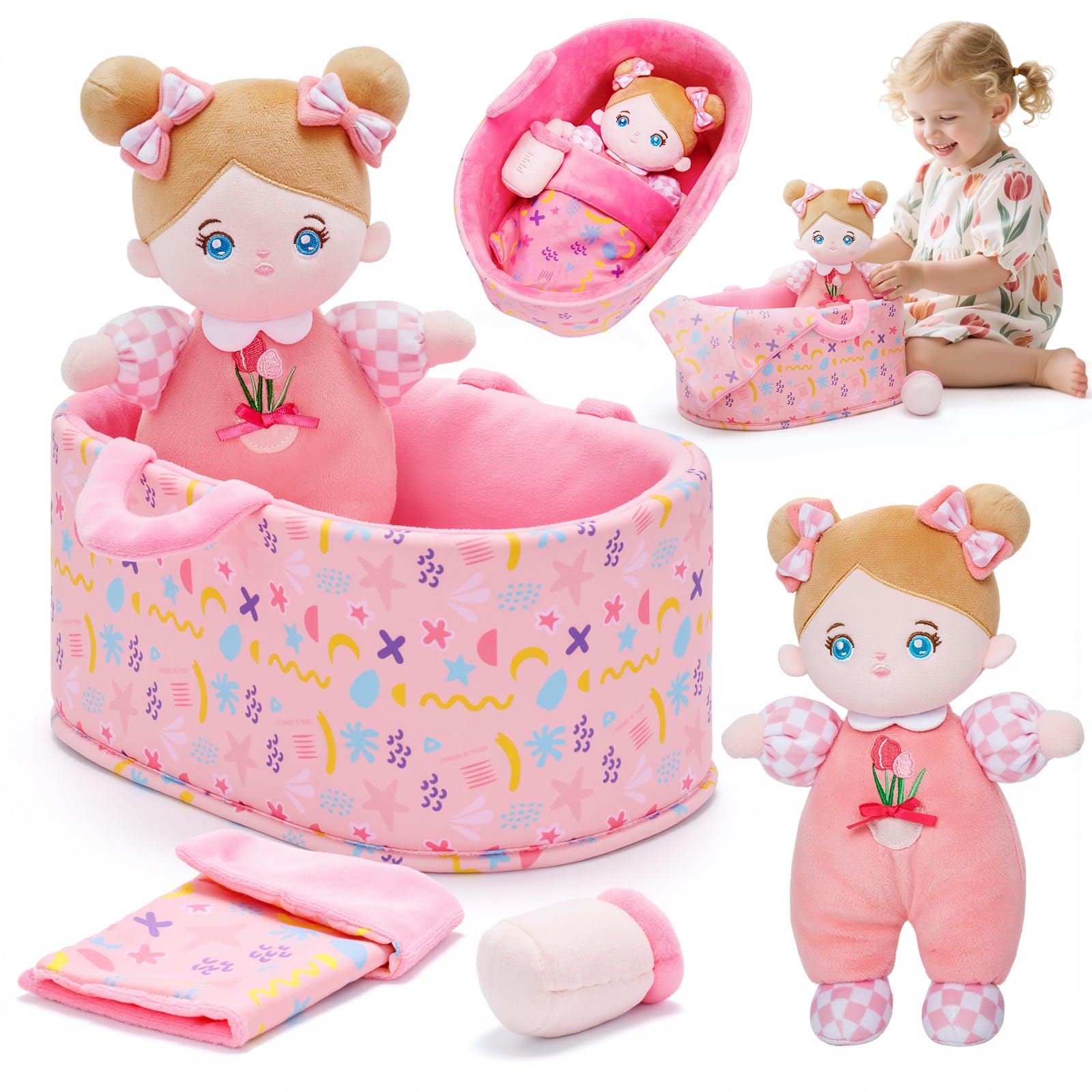 OUOZZZ 10-inch soft baby doll close-up for nurturing play and imaginative caregiving