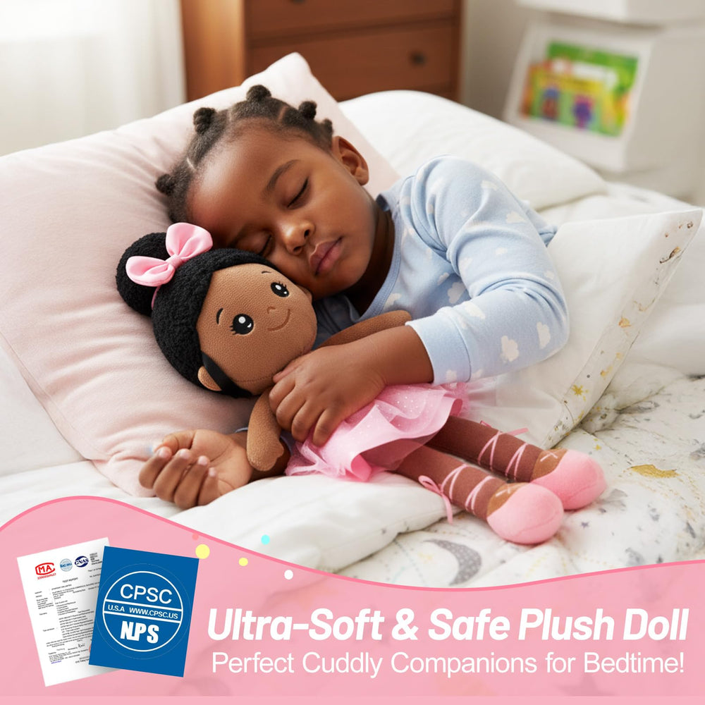OUOZZZ African American rag doll plush, a comforting companion for imaginative play.