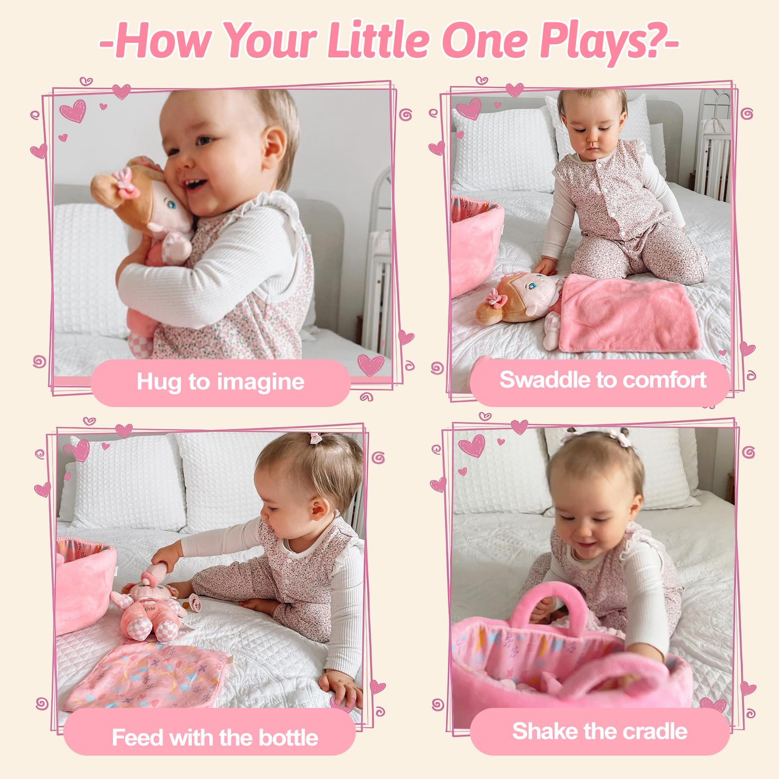 OUOZZZ baby doll bassinet ready for nap-time storytelling