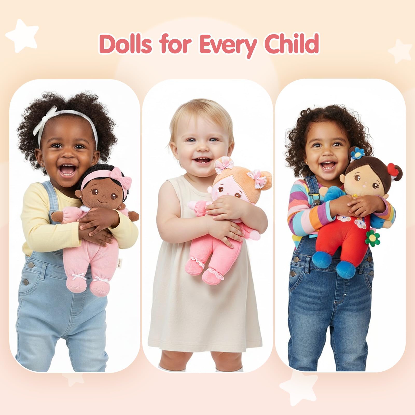 OUOZZZ black baby doll 10 inch size fits small hands