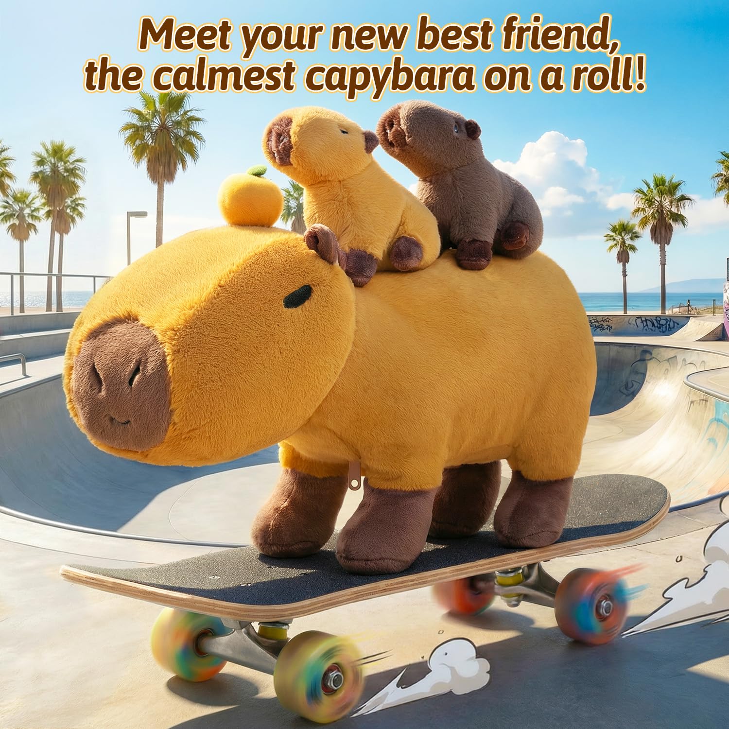OUOZZZ Capybara plush four babies inside promotes nurturing play and storytelling.