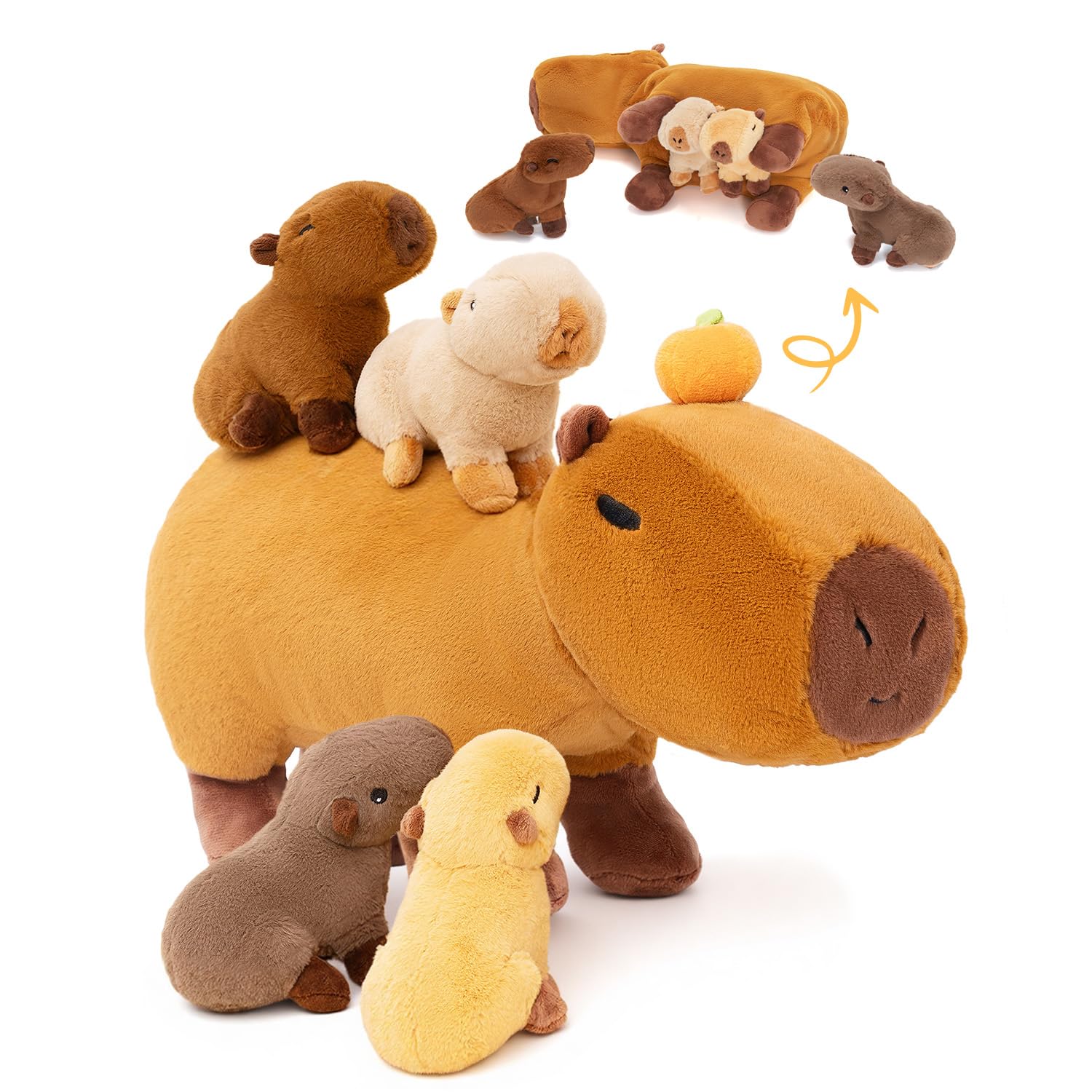 OUOZZZ Capybara Mommy with belly open invites imaginative play and surprise inside.