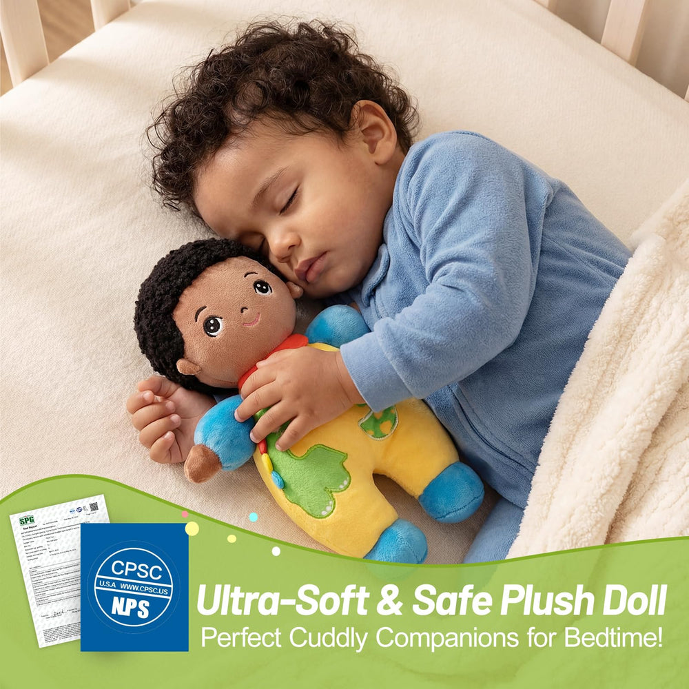 OUOZZZ doll being hugged by a child during bedtime