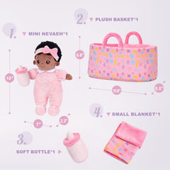 OUOZZZ doll with basket and bottle supports pretend feeding.