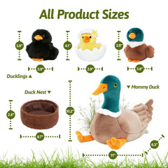 OUOZZZ nest inside duck plush reveals three colorful babies for storytelling.
