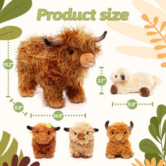 OUOZZZ Highland Cow babies with flower head, colorful storytelling during playtime.