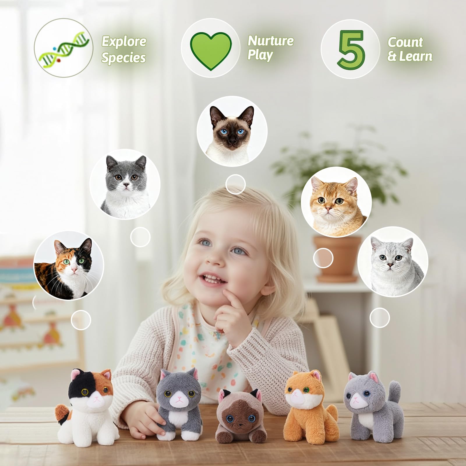 OUOZZZ machine-washable plush cats for clean, safe play