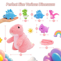 OUOZZZ pink dinosaurs four-baby plush set ideal for birthday decor and imaginative play