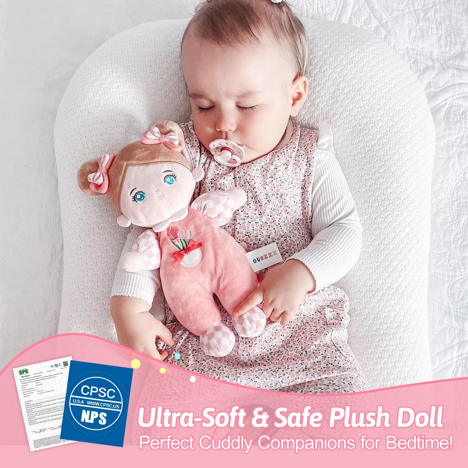 OUOZZZ soft-doll fabric detail showing durable stitching