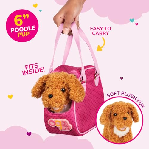 Our Generation dog carrier bag with soft faux fur interior for comfort.