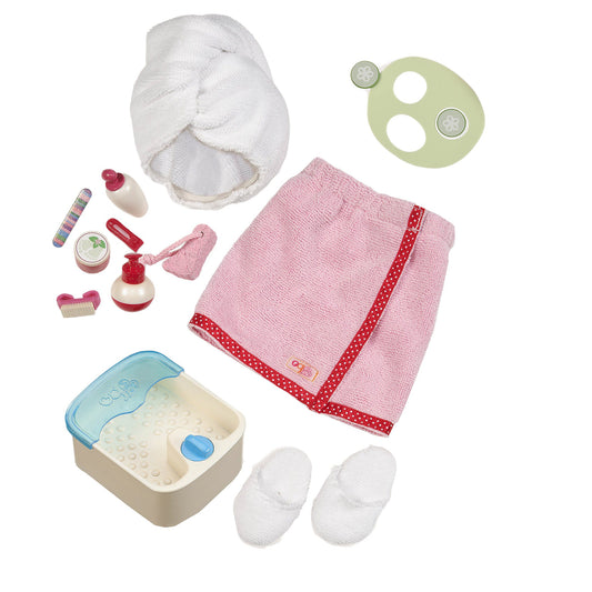 Our Generation Spa Day Set body wrap for 18-inch dolls, ready for pampering.