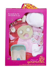 Our Generation Spa Day Set spa accessories for pretend pampering play.