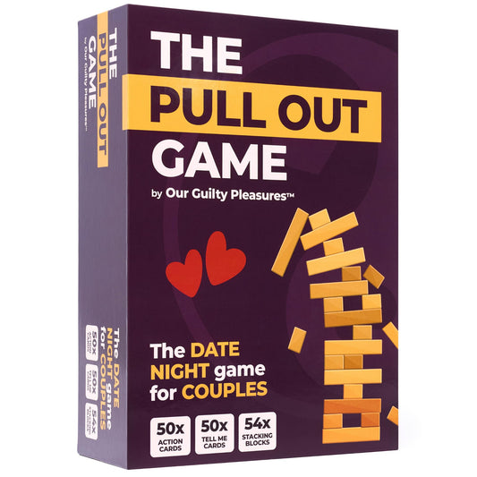 Our Guilty Pleasures pull-out game box setup for easy date-night planning.