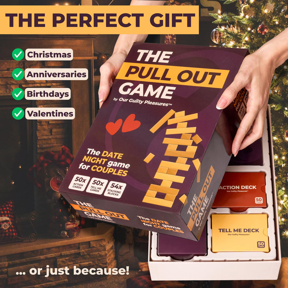 Our Guilty Pleasures pull-out game packaging gift highlight elegant presentation.