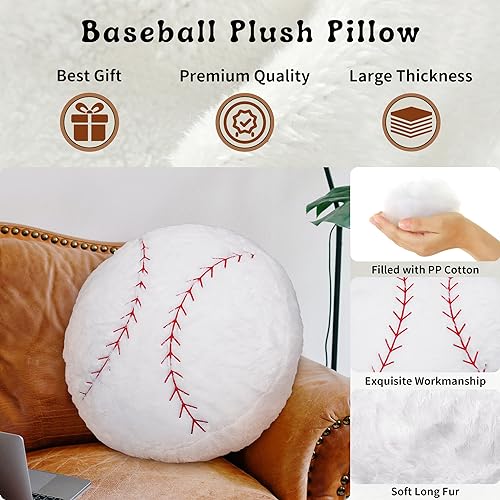 OurHonor baseball plush 18inch side view highlights soft fabric and huggable feel.