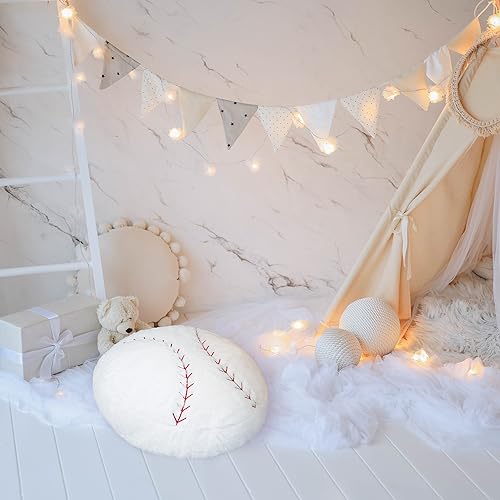 OurHonor baseball plush fabric detail closeup emphasizes high-quality stitching and fluffy texture.