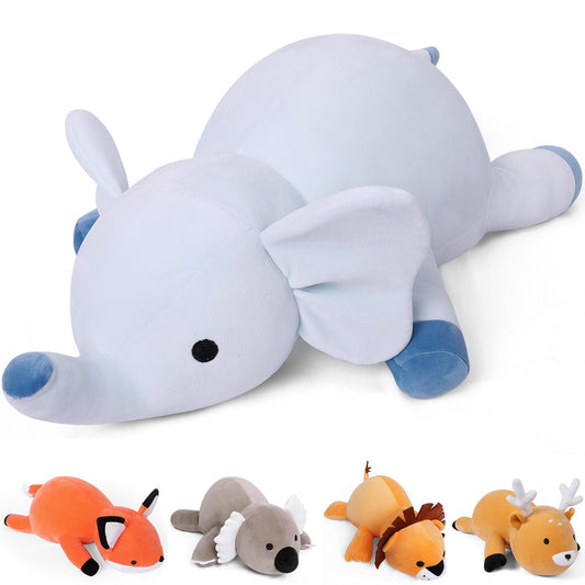 OurHonor weighted elephant plush 24in front view provides soothing comfort and cozy support.