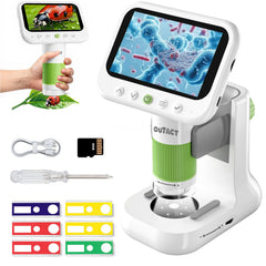 OUTACT digital microscope front view with 4.3-inch screen for classroom demos