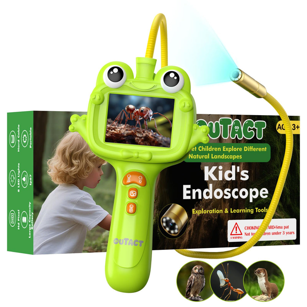 OUTACT Kids Endoscope with 2.4-inch display for real-time views in tight spaces.