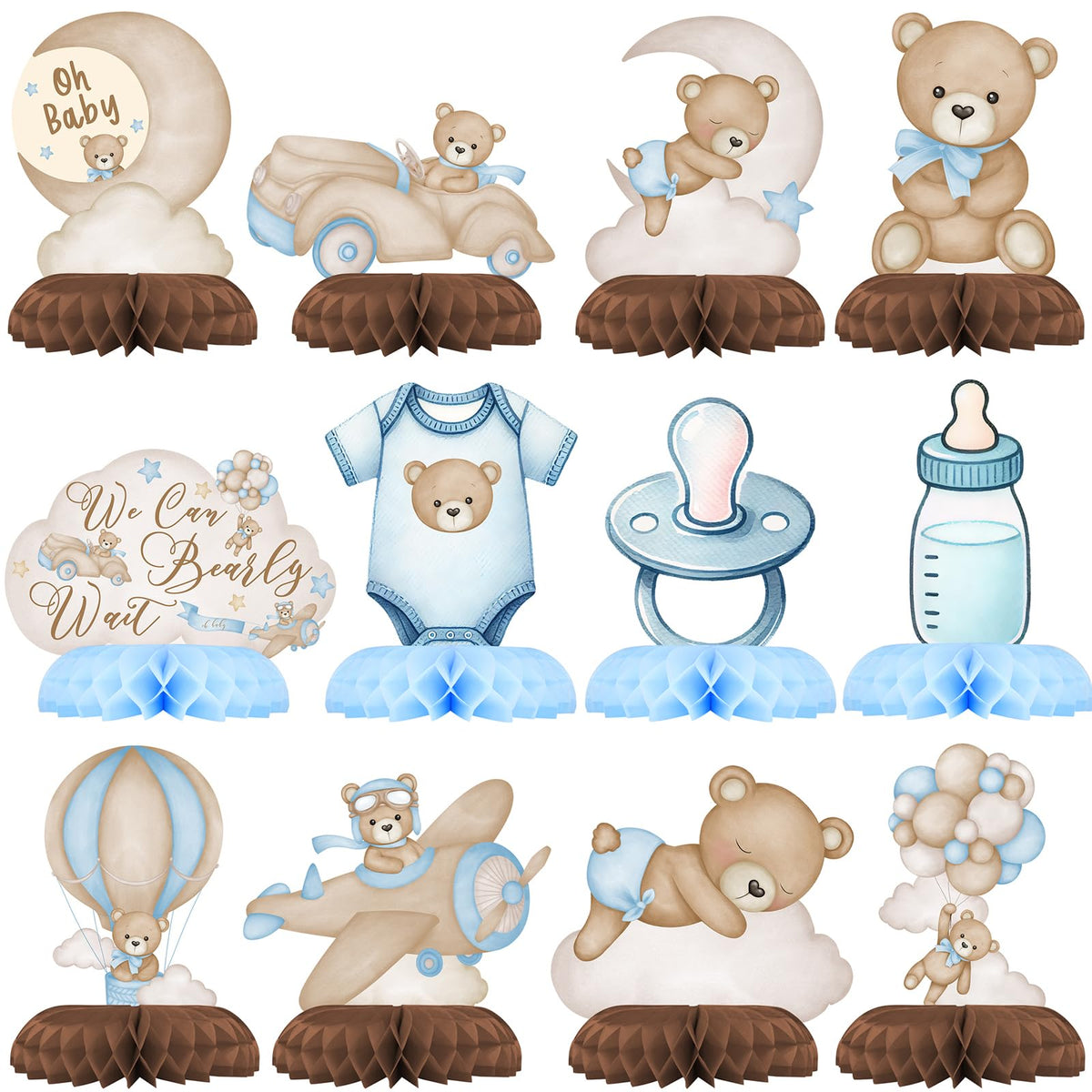 Outego balloon bear centerpiece set on a kid's party table for a festive look