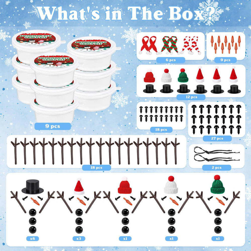 Outivity snowman accessories showcase hats, scarves, and buttons for personalized designs.