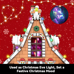 OUTMX Snow Village detail highlights gingerbread architecture for charming seasonal decor.