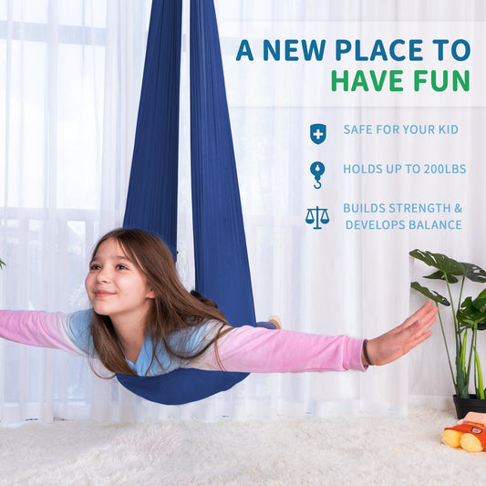 OUTREE indoor therapy swing in living room for calming focus