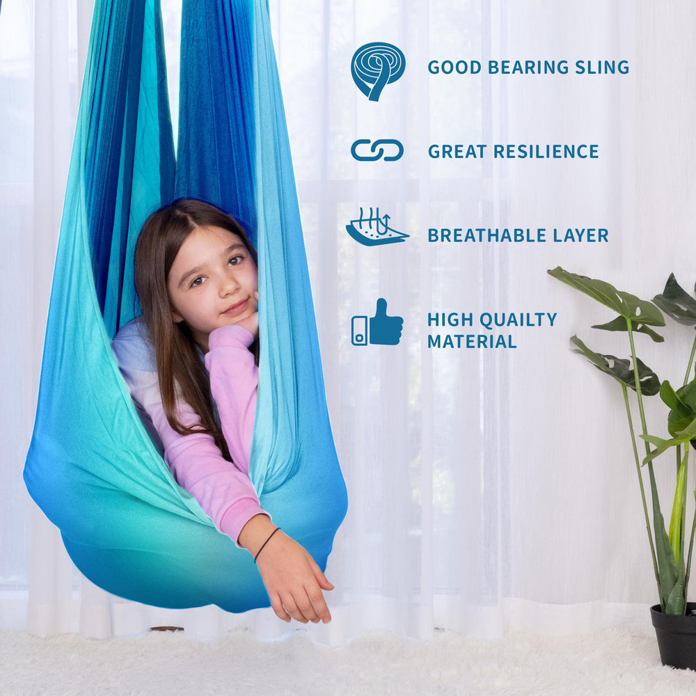 Outree sensory swing with 360 swivel hanger enabling versatile movement