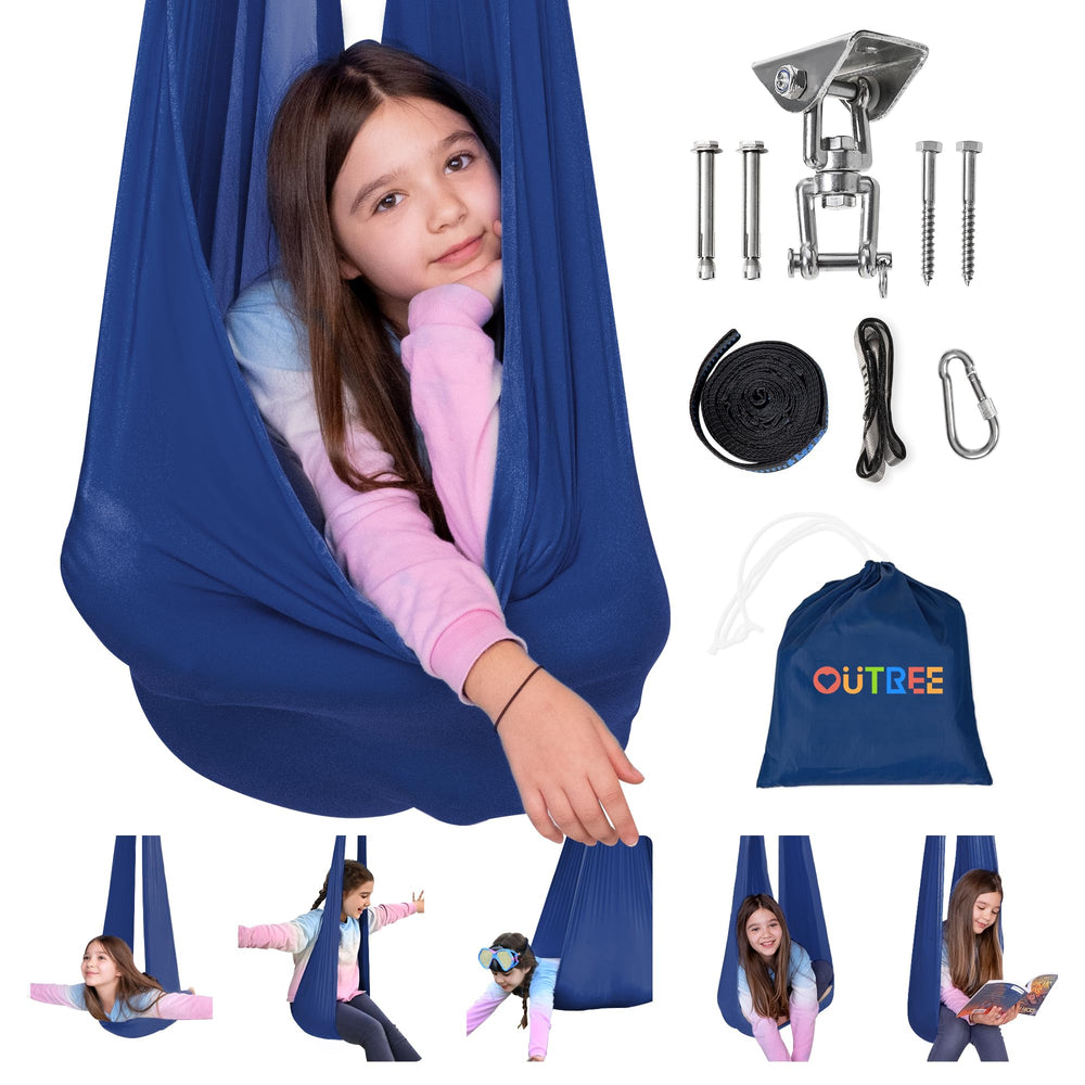 OUTREE sensory swing with 360° swivel hanger for secure, immersive play
