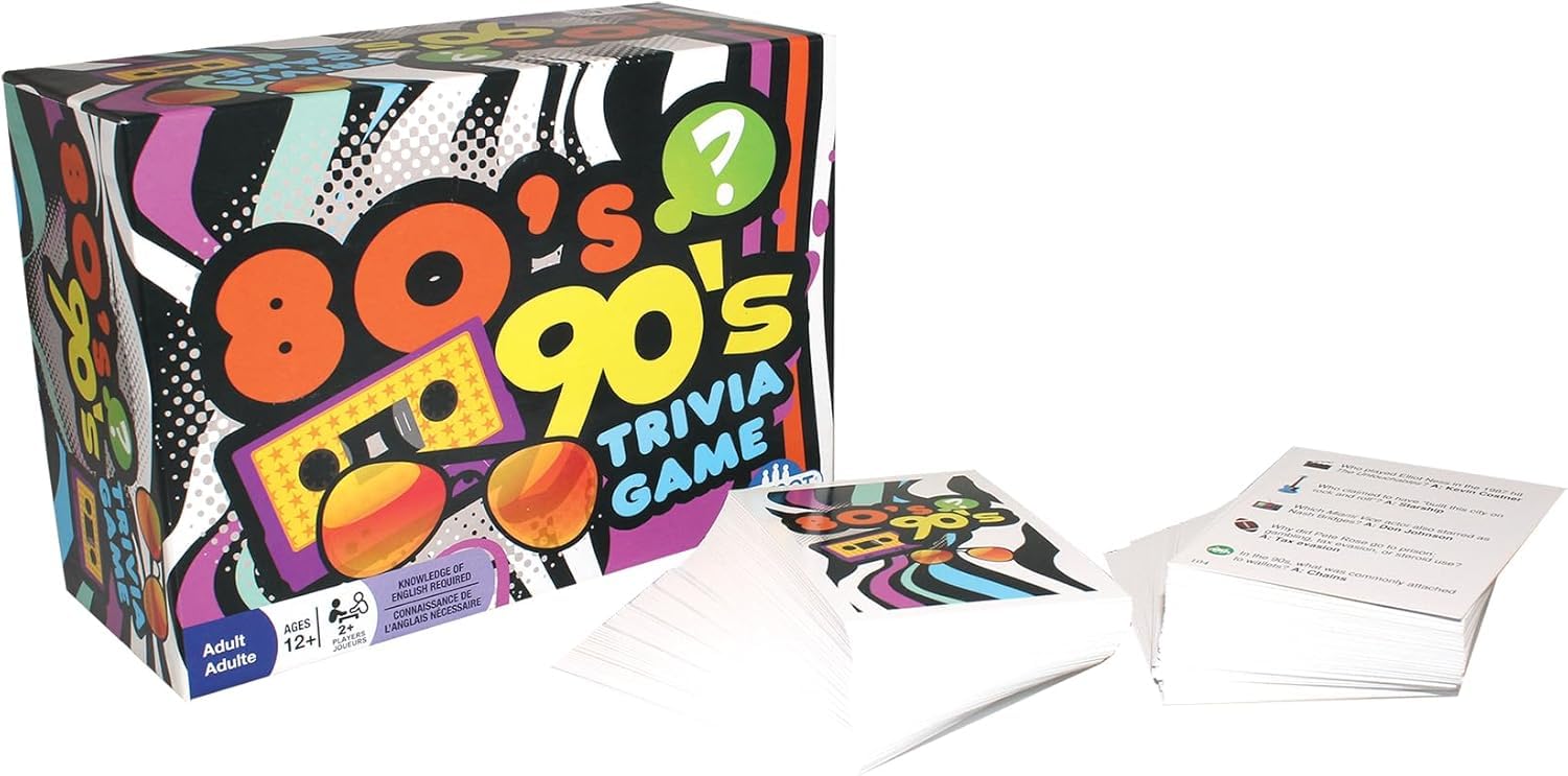 Outset Media 80s 90s Trivia box display for group fun.