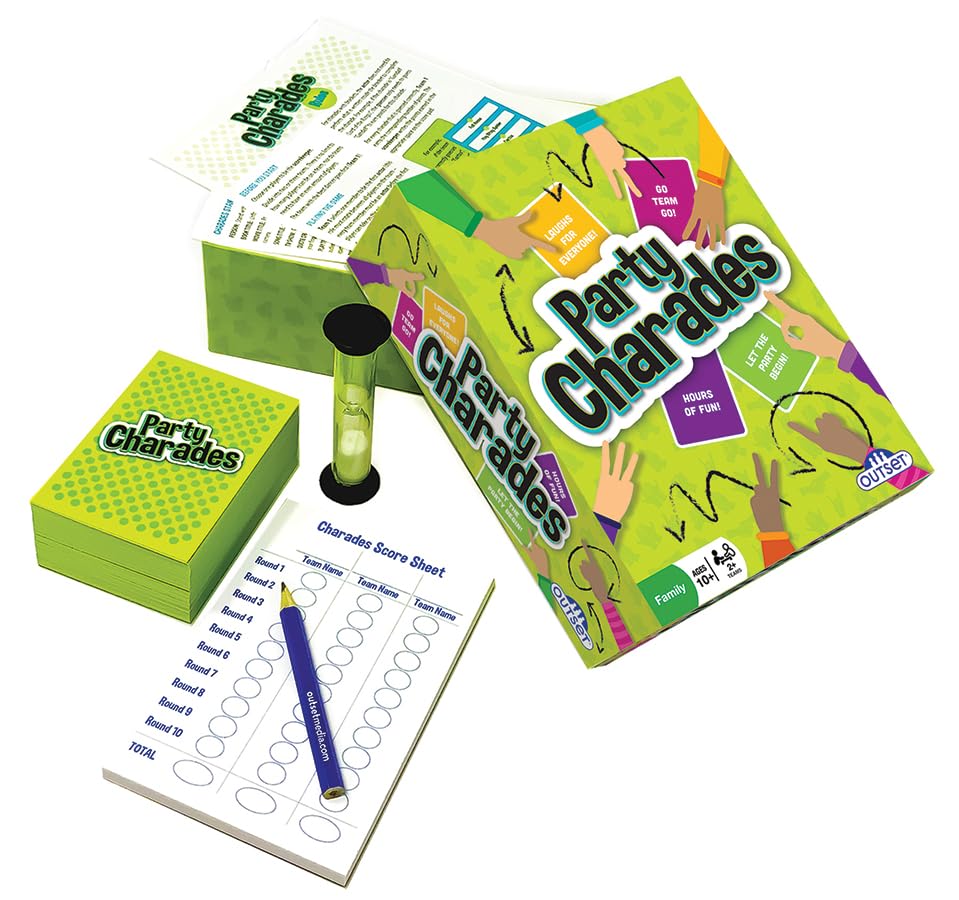 Outset Media Party Charades cards spread for lively group play