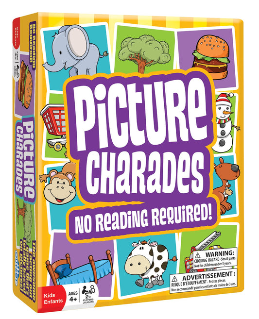 Outset Media Picture Charades deck on table inspires kids' imaginative play without reading.