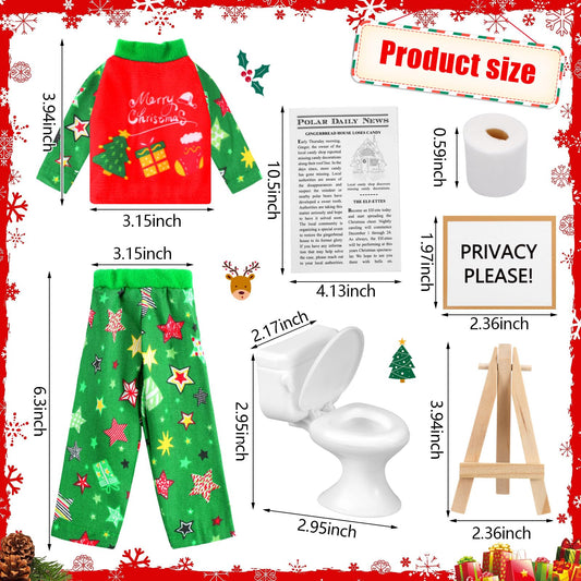 Outus Christmas doll mini toilet prop for playful holiday scenes
