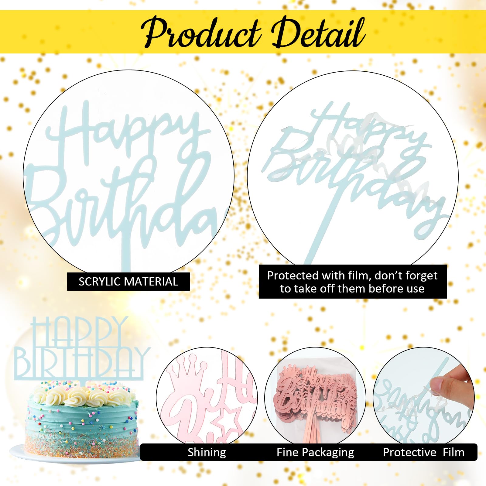 Outus safe, not edible decorative toppers—tasteless and odorless for clean presentation.
