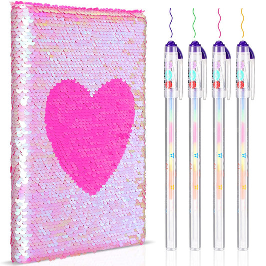 Outus Sequin Girls Journal with flip sequins on the cover for colorful doodling.