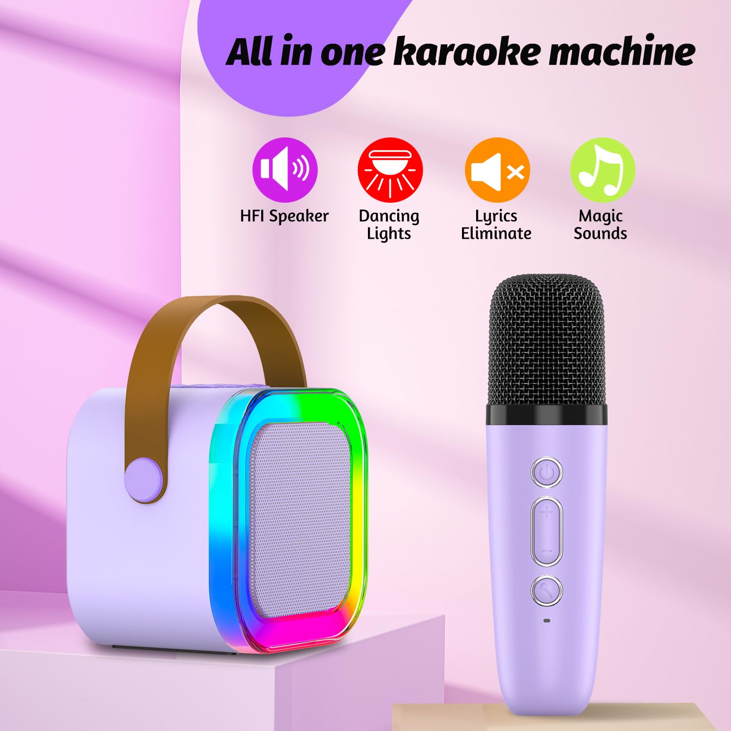 OUTUVAS karaoke machine LED light show enhances party atmosphere during performances