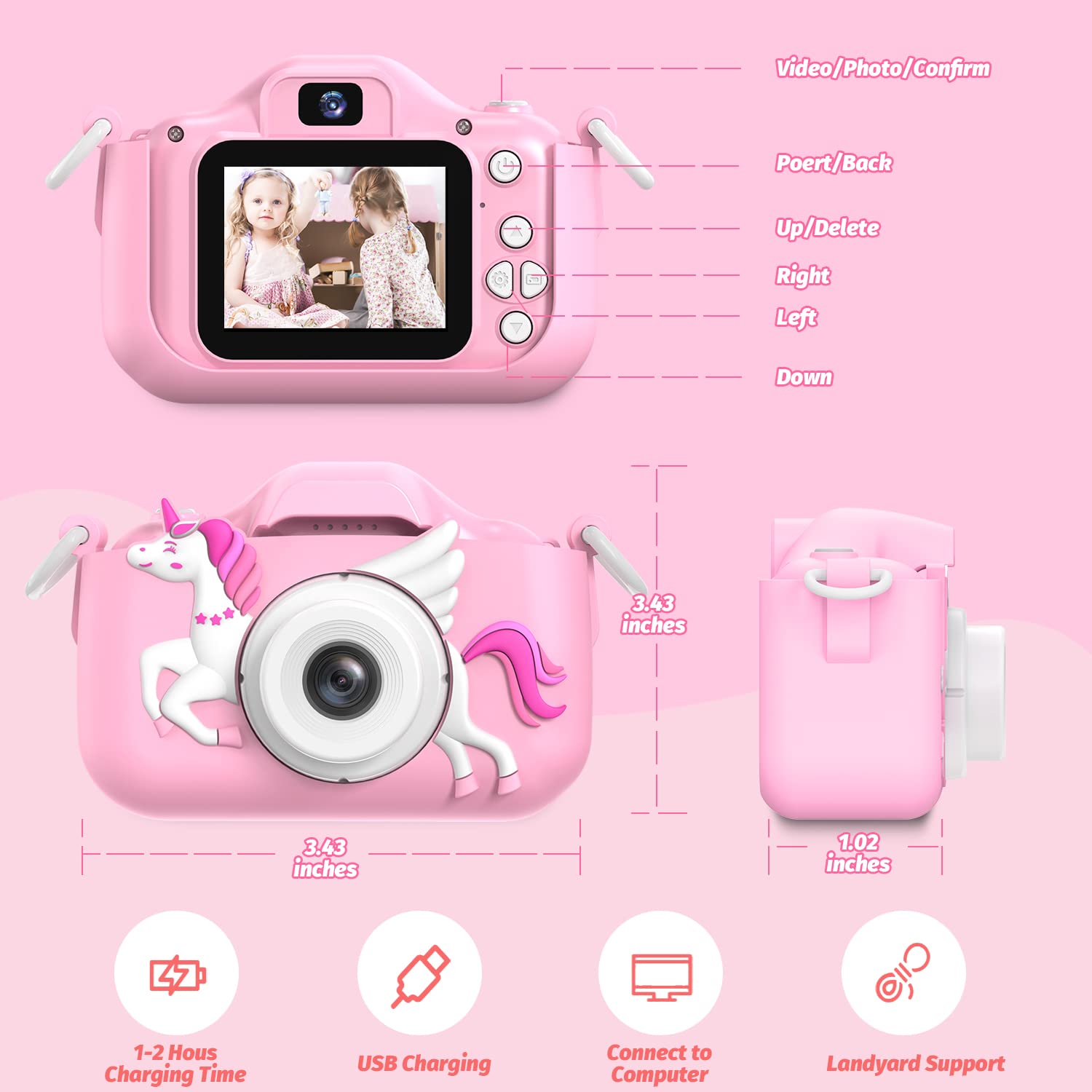 OUTUVAS Unicorn Kids Camera in hand, suited for gifting occasions