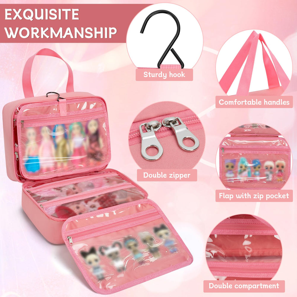 OUUTMEE 7-pocket organizer keeps LOL Surprise dolls neatly visible.